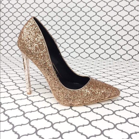 ✨HP✨💋Rose Gold Glitter Heels💋 - Picture 3 of 7